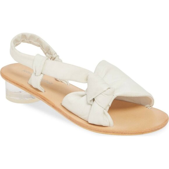 Jeffrey Campbell Asher Leather Asymmetrical Slingback Heeled Sandals White Sz 8 - Picture 2 of 7